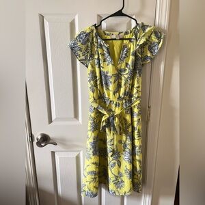 Loft XSP dress in fulled lined style with flutter sleeves